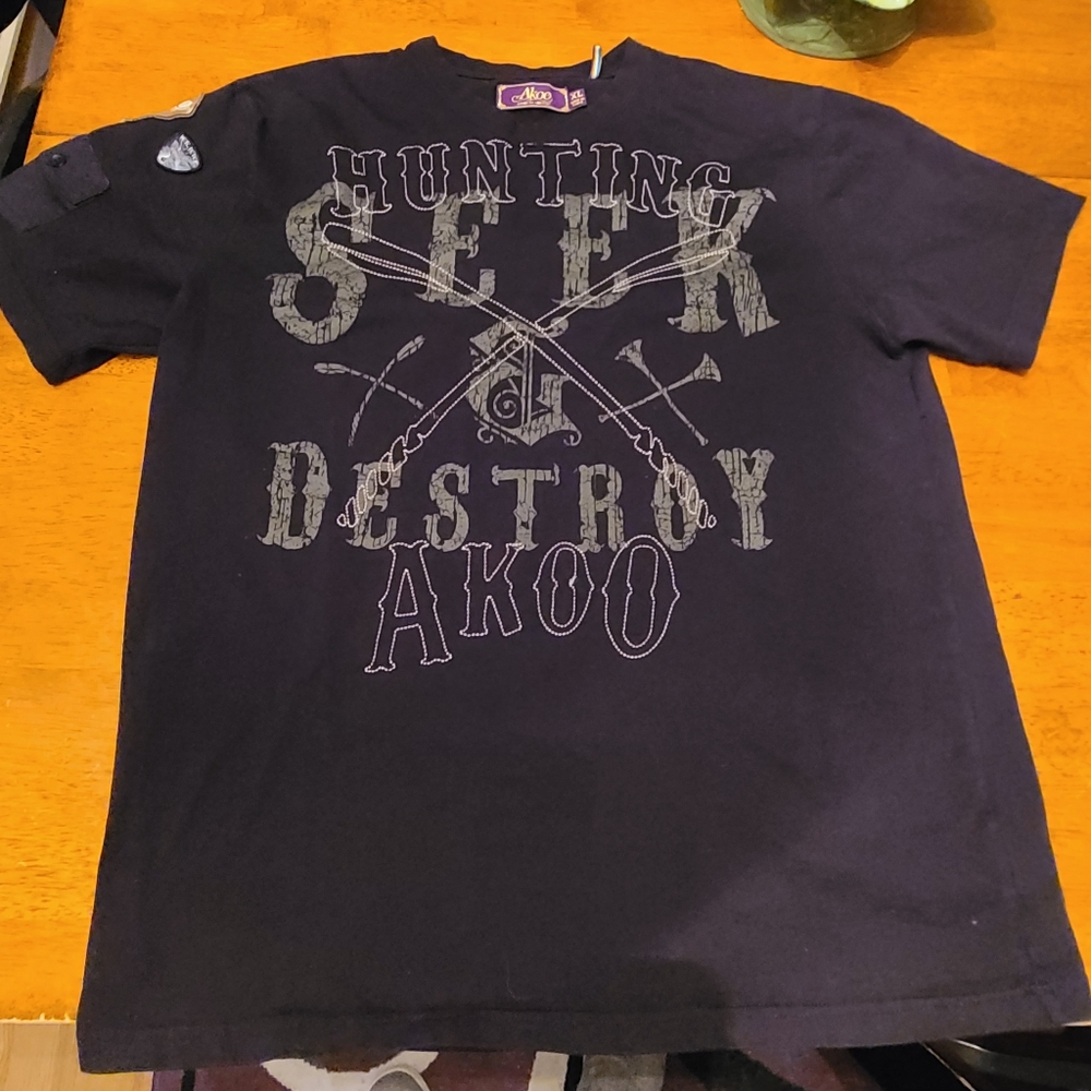 Akoo Tshirt hunting.XL black short sleeve.